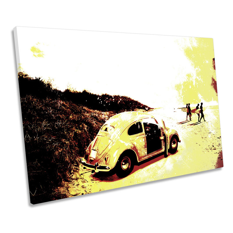 X5339 VW Beatle Surfers Car - Wrapped Canvas Print, 30.5cm H x 45.7cm W x 2cm D
