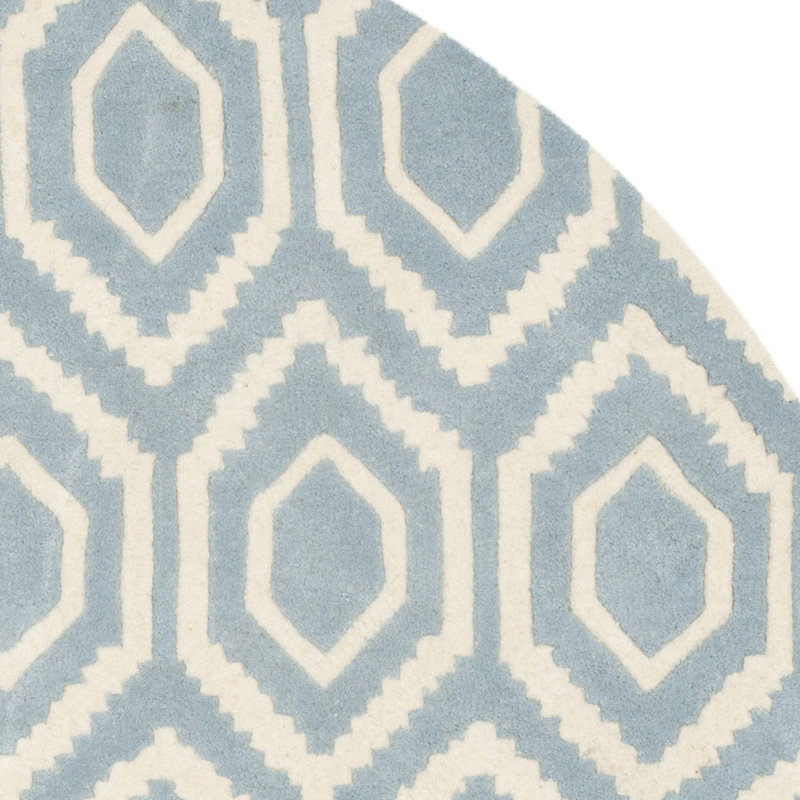 Deedie Hand Tufted Wool Geometric Rug, Round 6'