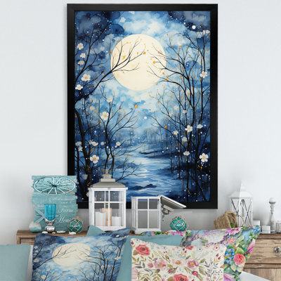 " Blue White Tree Moonlit Silhouette I "