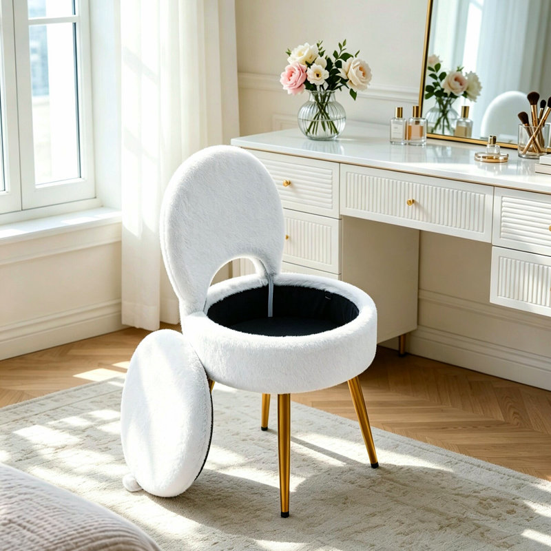 Plywood Accent Stool, White