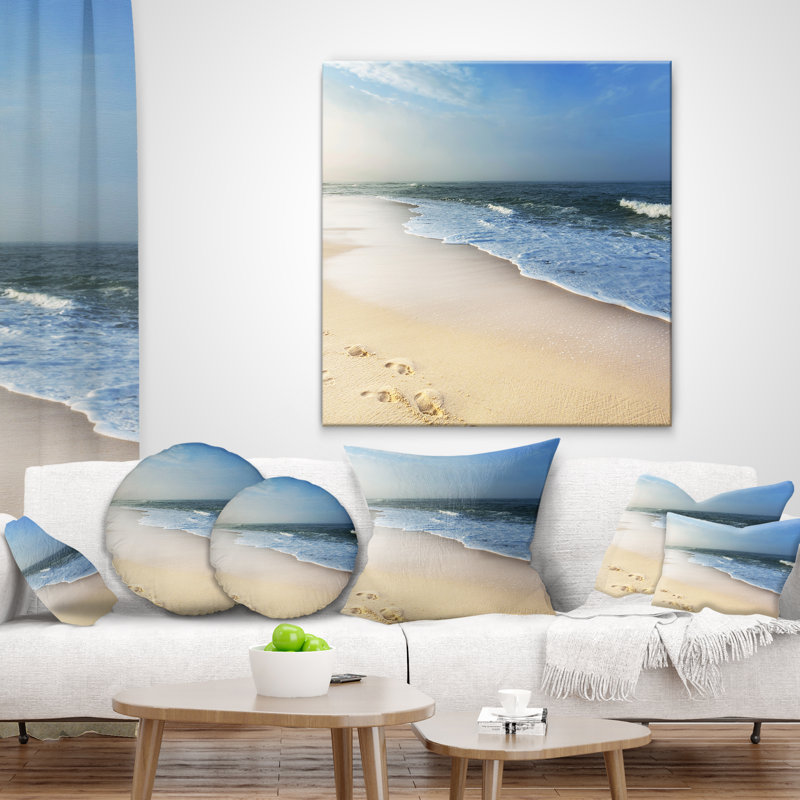 Plage tropicale avec coussin de mer tropicale, 16 po x 1 po, Coussin décoratif