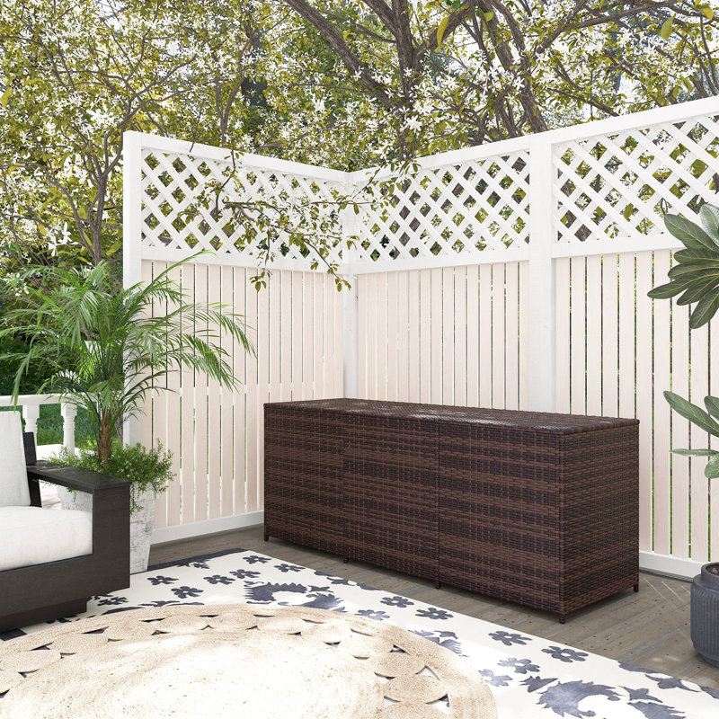 Outsunny 175 Gallon Outdoor Storage Box With Inner Liner, Pe Rattan Wicker Deck Box With Pneumatic Bar Lift For Indoor & Outdoor, Patio Furniture Cushions, Pool Toys, Garden Tools