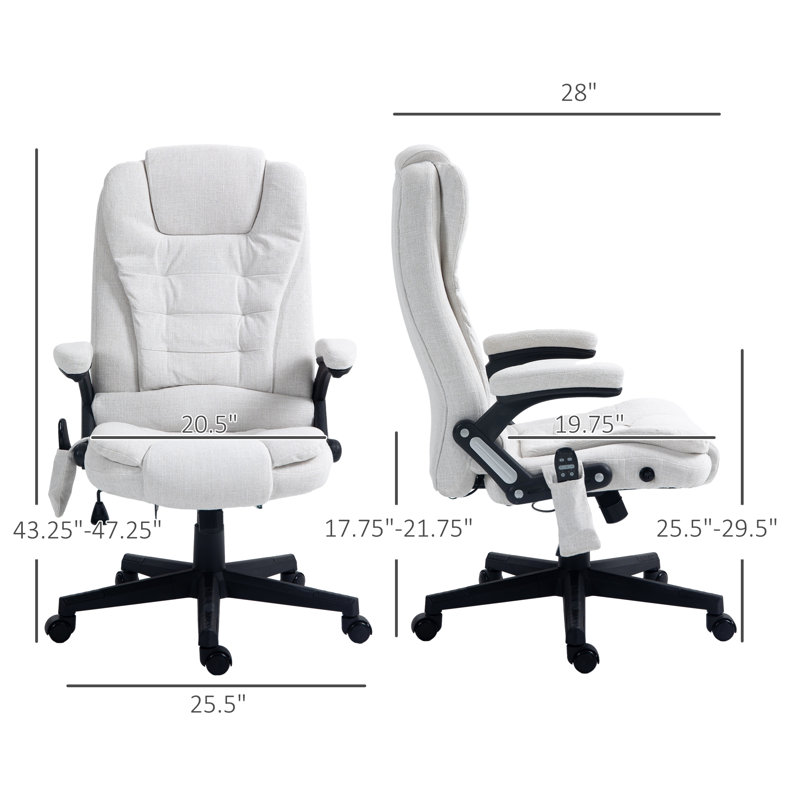 Chaise de bureau Milenja, Velours blanc crème