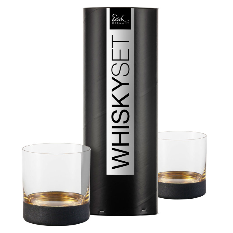 400ml Whiskey Glass Set, Clear and Black