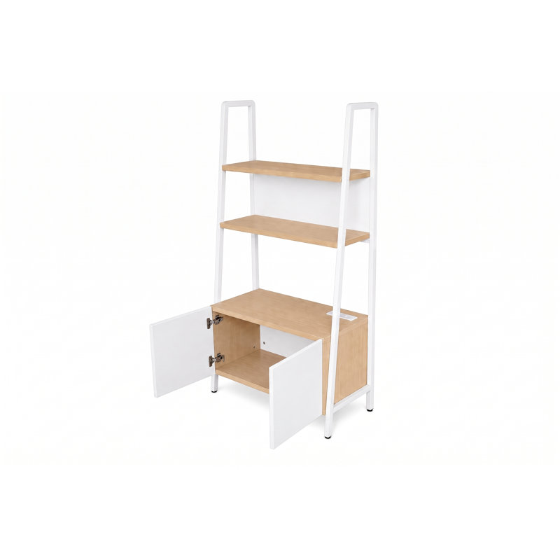 Bibliothèque à tablettes échelle H 63 po x l 33,5 po avec concentrateur électrique intégré, Grey/Brown
