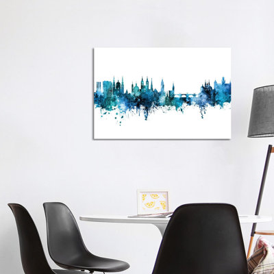 Wurzburg Deutschland Skyline Blue Teal by Michael Tompsett - Wrapped Canvas Gallery-Wrapped Canvas Giclée