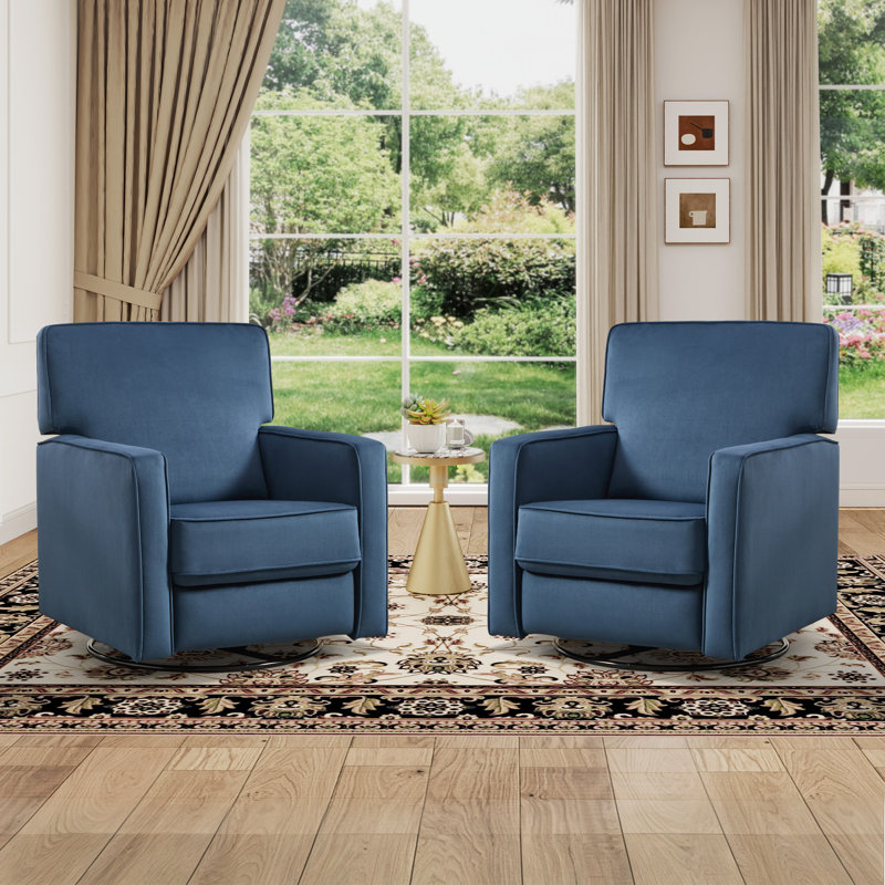 Fauteuil inclinable pivotant standard en tissu doux de 29,9 po de largeur Osmon, Velours bleu