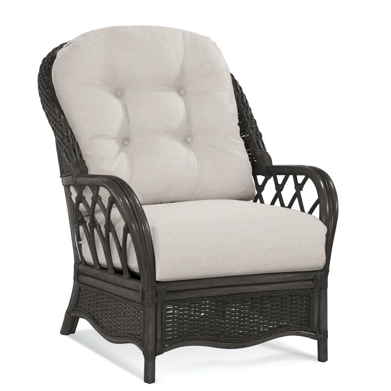 Chaise avec accoudoirs en rotin Everglade, Performance texturée blanche; 0865-91, Graine de lin