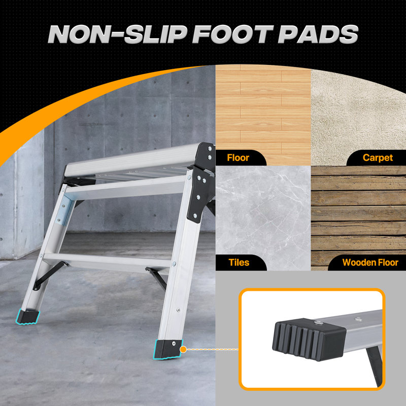 34" Aluminum Folding Work Platform Step Ladder Non-Slip Work Bench Drywall Ladder Step Stool