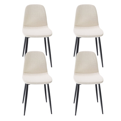 Modern Knit Fabric Dining Chairs With Iron Legs - Restaurant Seating, Comfortable Upholstered Armless Side Chair For Kitchen, Beige(Set Of 4)