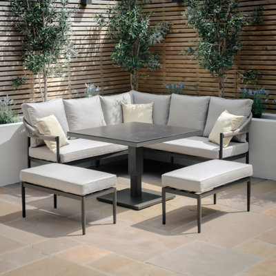 Nazmir 6 - Person Patio Dining Set with Square Table , Cushions Included