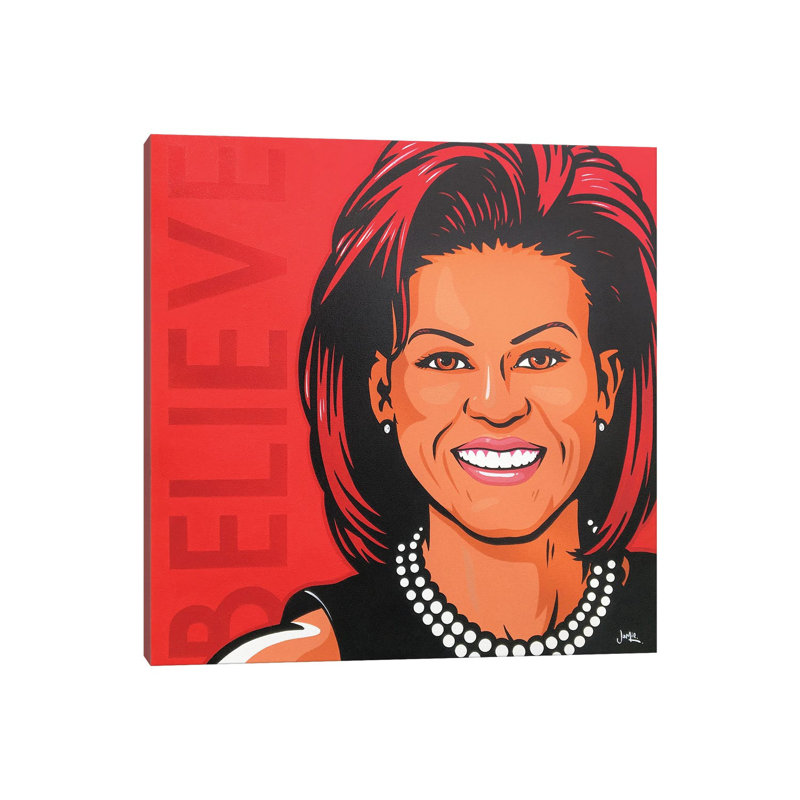Michelle Obama - Believe by James Lee - Wrapped Canvas Print, 30.48 cm H x 30.48 cm W