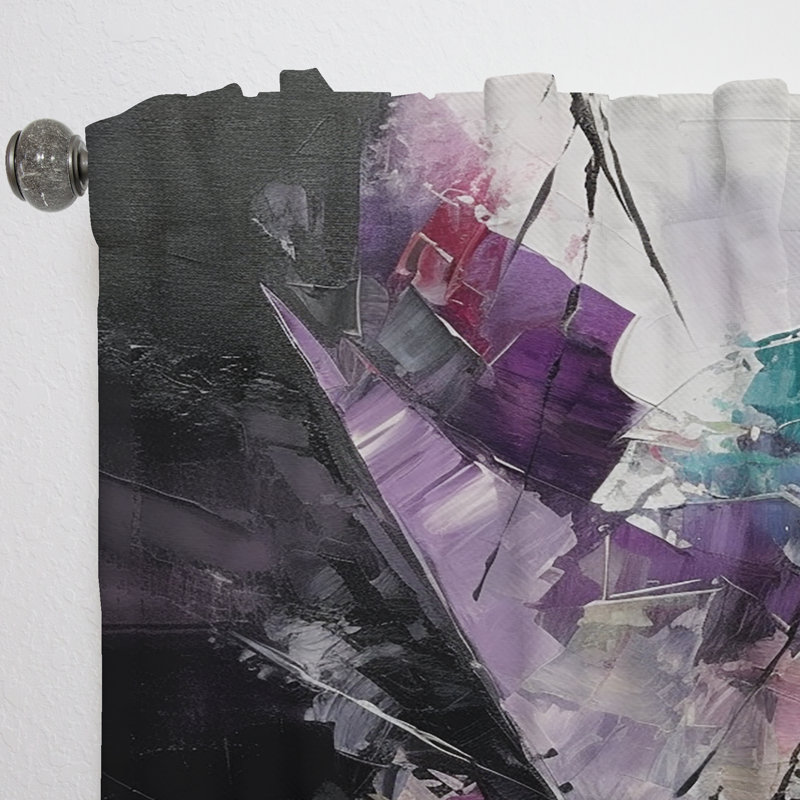 Savigne - Purple Language Of Lines I - Abstract Curtain - Velvet Room Darkening - 1 panel, 52" W x 90" L
