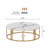 Oval Faux Marble Coffee Table with Sturdy Gold Metal Frame, Modern Center Tea Tables for Home&Office