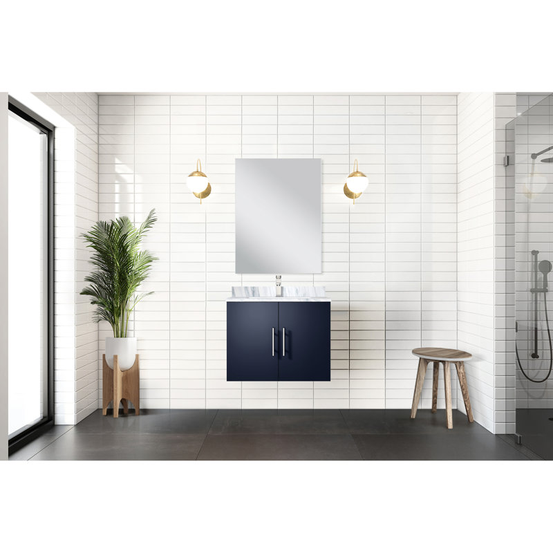 Meuble-lavabo simple, comptoir et miroir en marbre bleu marine, 24 po X P 22 po, comptoir de construction, 18 égratignures - traitement de surface