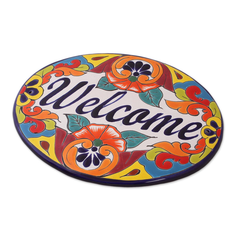 Plaque murale en céramique Talavera Welcome