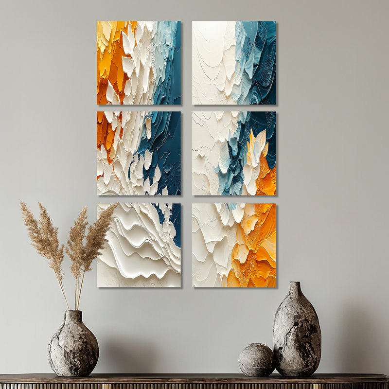 Danysha - Ensemble de 6 décorations murales abstraites, Toile tendue, Ne s’applique pas