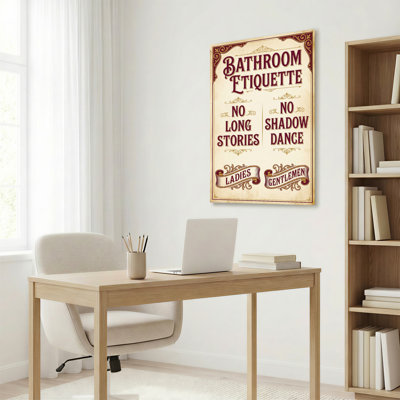 Tableau vintage sur toile tendue « Étiquette de salle de bain » (paquet de 1)
