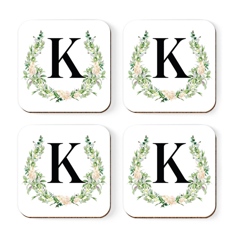 Verre à café sous-verre de jardin monogramme initiale B, K
