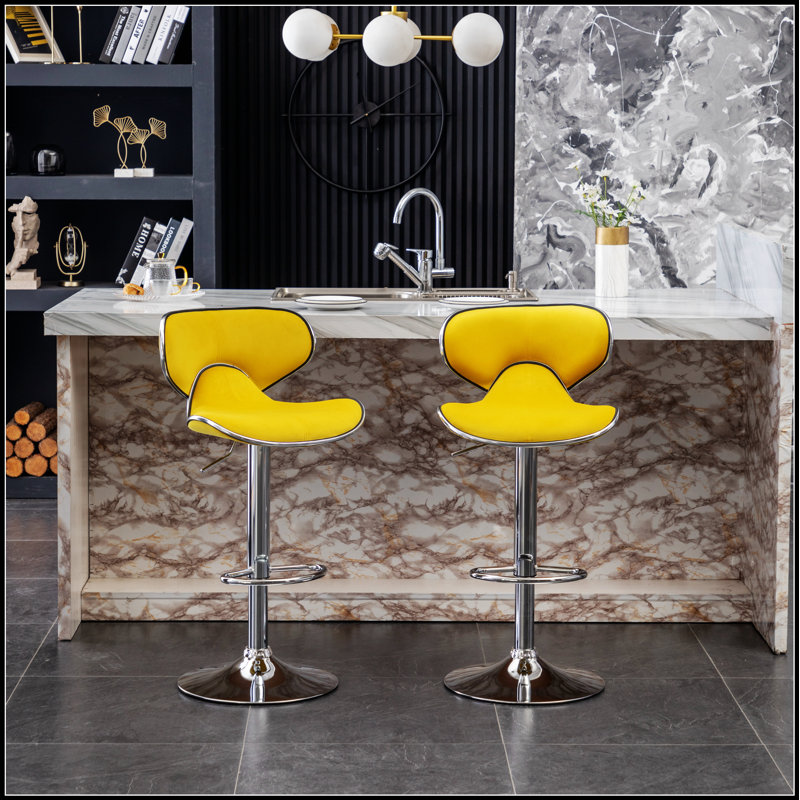 Ensemble de 2 tabourets pivotants ajustables en velours Masaccio, combinant style, confort et polyvalence pour les espaces modernes