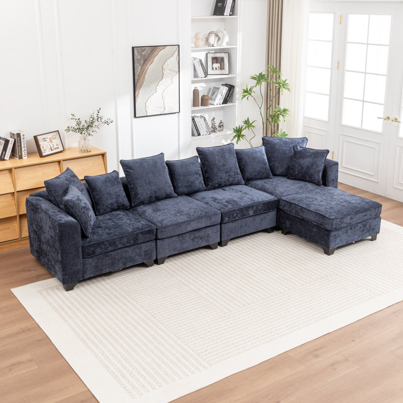 Bennett 5- Piece Sectional Sofa With Ottoman, Blue