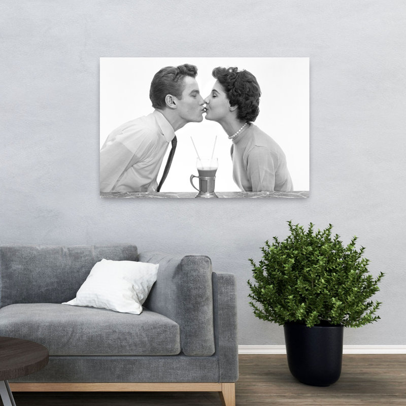 1950, couple, homme, femme, profil, H 32 po x l 48 po