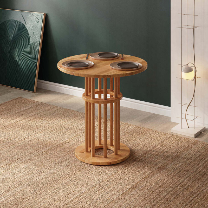 Grant Round Dining Table for 2, Solid Beech Wood Modern Kitchen Table for Small Spaces