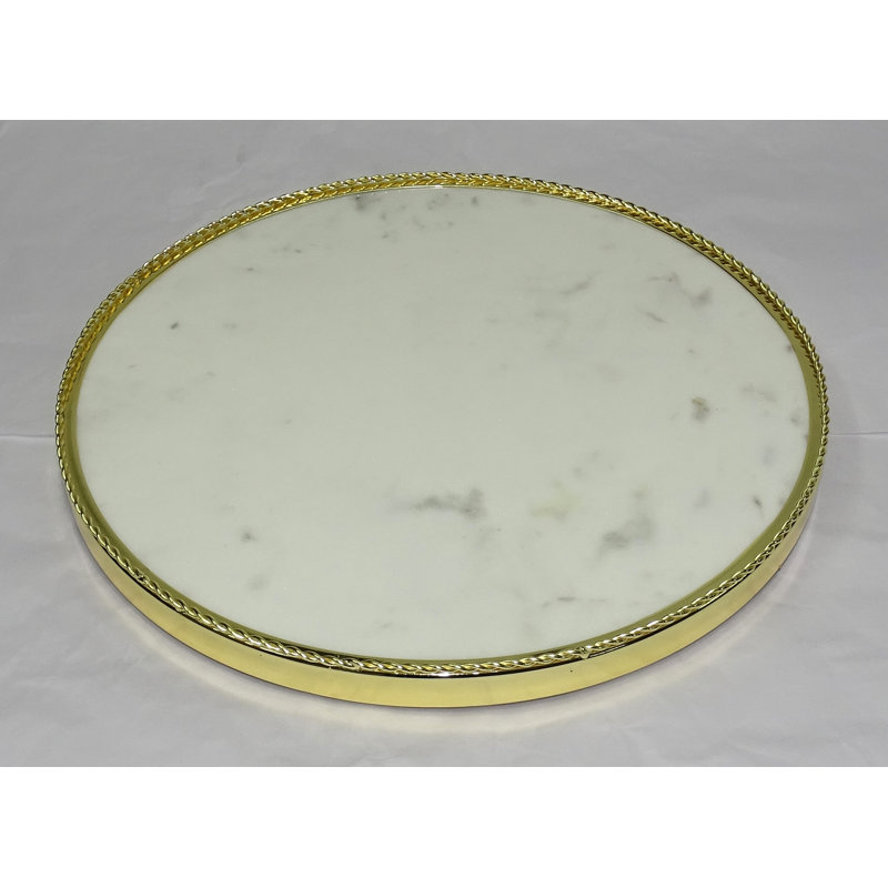 Plateau de service rond Eichner avec base en marbre - plateau moderne minimaliste pour la cuisine, la salle à manger et la décoration