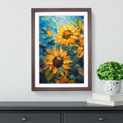 Sunflower Impressionism - Single Picture Frame Print on Wood