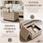 Pouf de rangement carré de 55 cm (21,6 po) capitonné avec couvercle relevable et base en bois-1170786276-1170786282