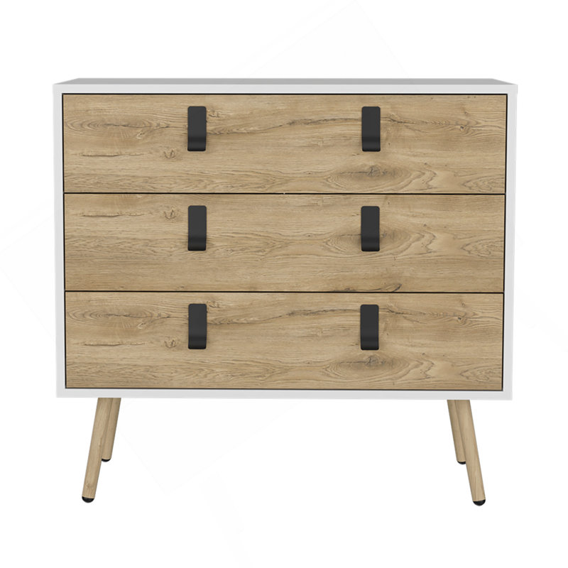 Commode Magness, chambre à coucher, blanc / Macadamia, Pin / blanc