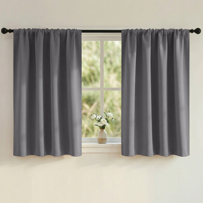  Blackout Curtains for Living Room Thermal Insulation Room Darkening Rod Pocket Drapes, 42" W x 36" L, Gray