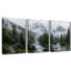 Ensemble de 3 impressions sur toile forêt brumeuse, forêt enneigée, pin, rivière sauvage, brume verte, nature, décoration murale rustique-131435777