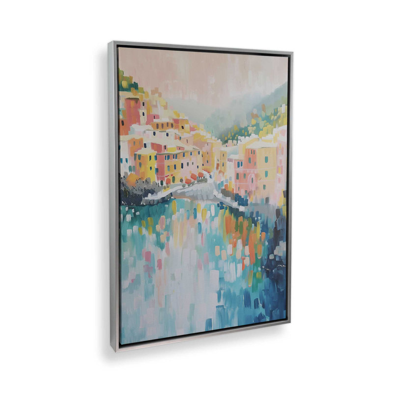 Port Cliffside Glow II, H 19 po x l 13 po, Toile avec cadre, Chrome poli