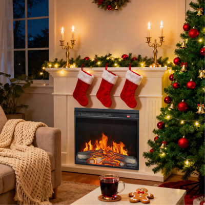 Electric Fireplace Insert 23 Inch Realistic Flame Log Remote Control Timer Overheating Protection /Ul 1400W Heat 5000 'S Per Hour 11 Temperature Settings 50000 Hours Led Source 4 Adjustable