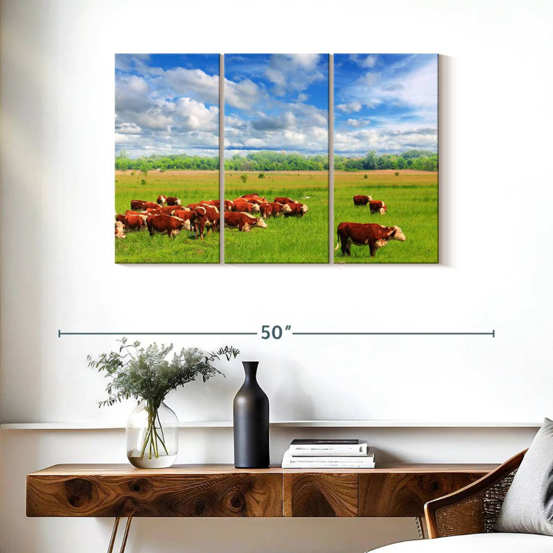 Brampt Grazing Hereford Cows, 24" H x 38" W