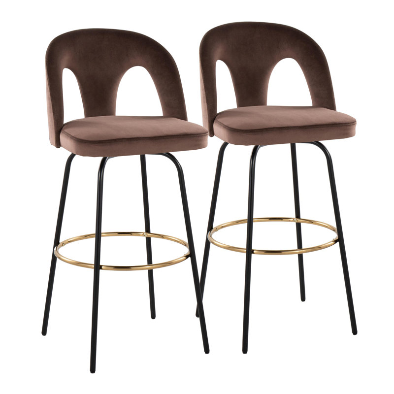 Tabouret de bar 30 po Ava, Noir, Velours espresso