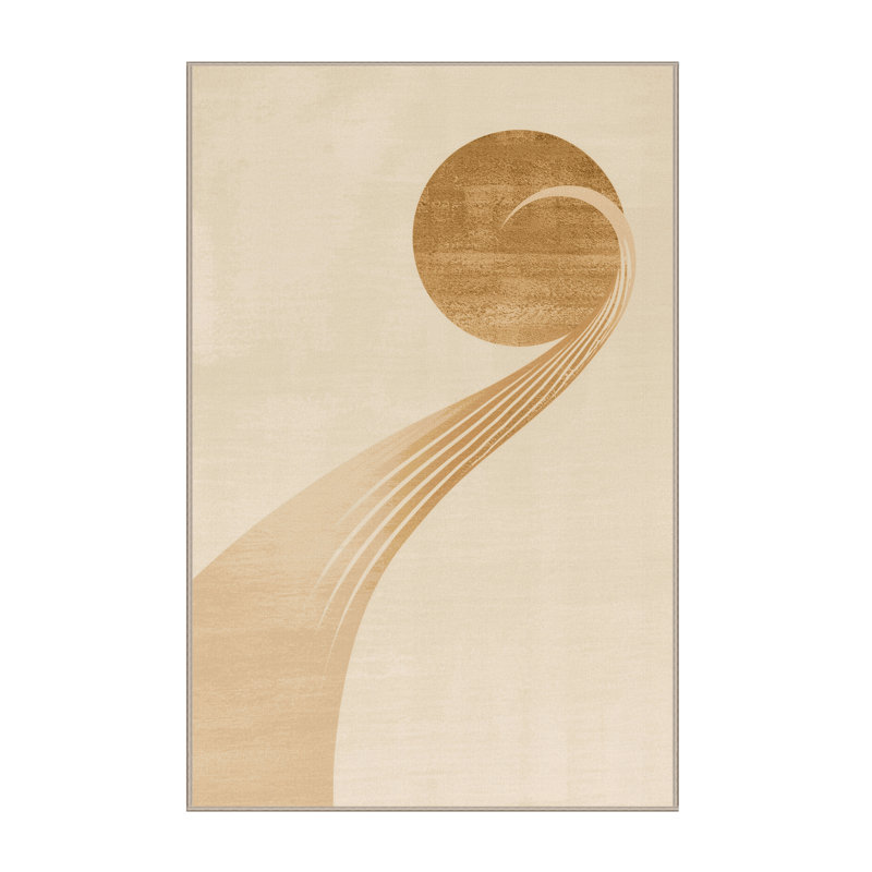 Soft Plush Dunmire Shinobi Clan Symbol Minimalist Area Rug in Beige – Beige Binding, 7x10