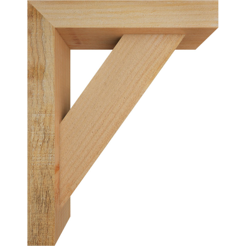 Traditional Block Bracket w/ Offset Brace, 18 x 14, 4"W Douglas Fir (Rough Sawn)