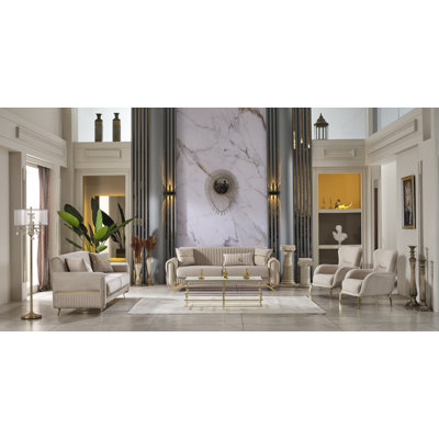 Marteen 4 - Piece Velvet Living Room Set by Everly Quinn