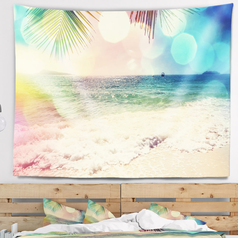 Tapisserie de plage tropicale serenity colorée mer shore, H 50 po x l 60 po