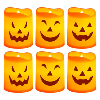 6pcs Halloween Electronic Candlelight Decoration Candlestick Light Horror Ghost Festival Pumpkin Lantern Desktop Decoration