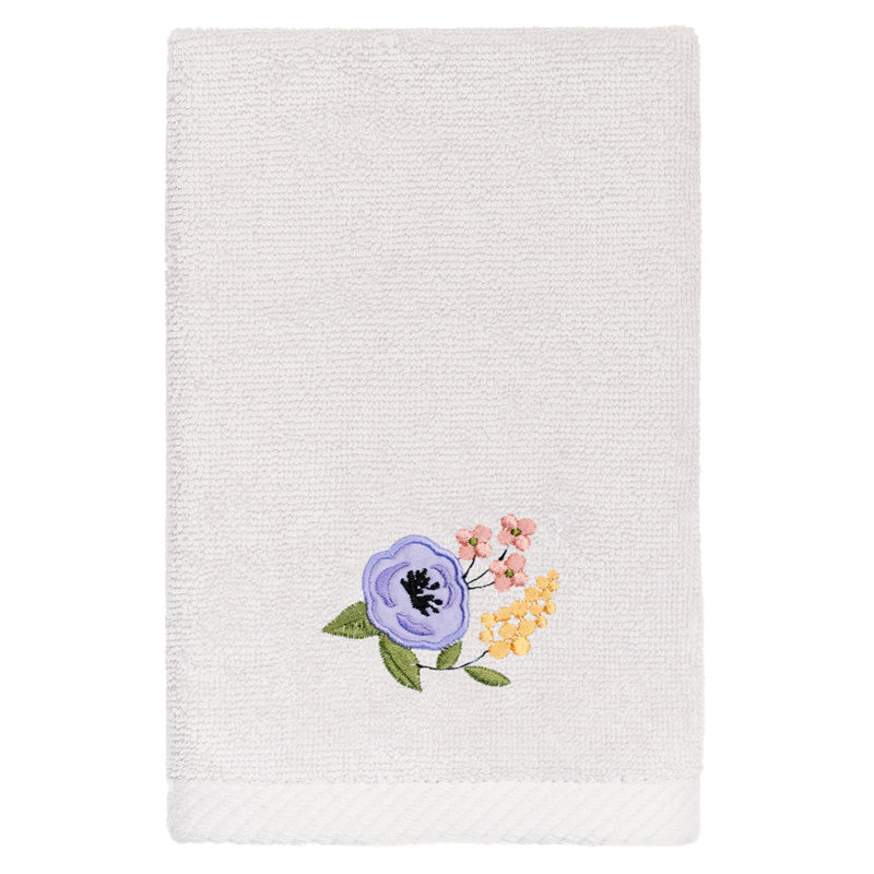 VERANO 2PC Embellished Fingertip Towel Set Turkish Cotton Fingertip Towel, Silver