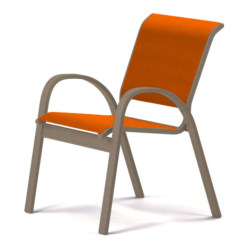 Chaise de patio empilable Hiraku, Toile Sunbrella® tangerine, Désert texturé