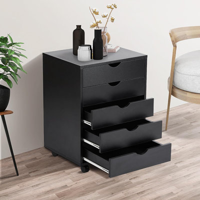 Mitchem Drawer Chest Wood File Cabinet Rolling Storage Dresser with Wheels for Home Office