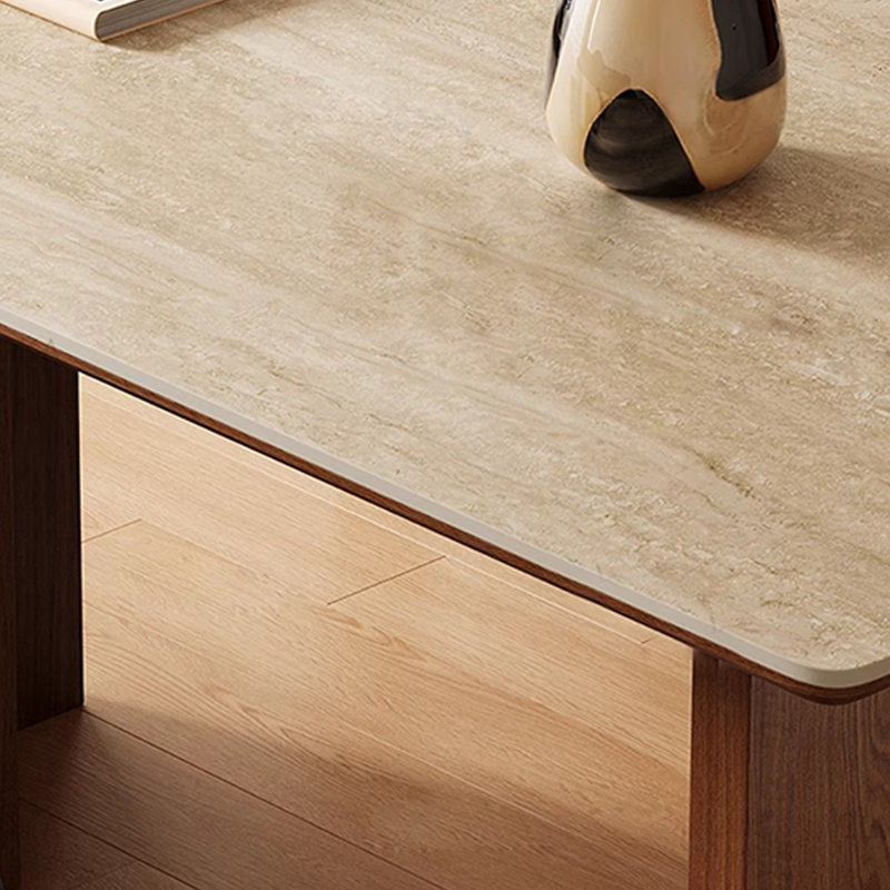 Table de salle à manger en granite de couleur noyer, H 29,5 po x L 70,8 po x l 35,4 po