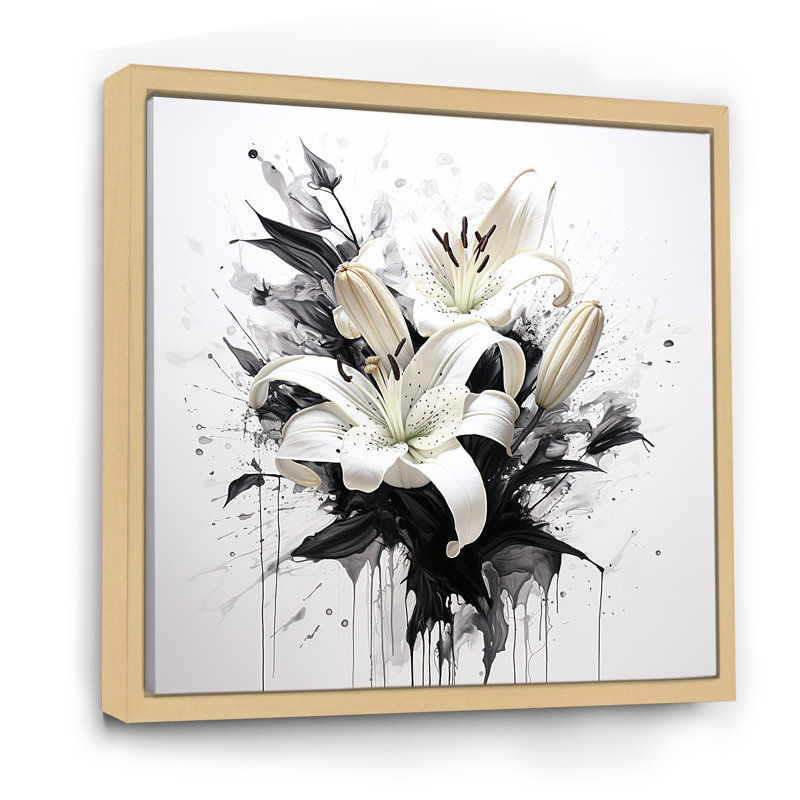 Blanc et bleu pur lis Charm II, H 16 po x l 16 po x P 1 po, Cadre naturel flottant