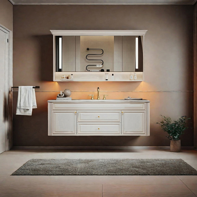 Armoire de salle de bain américaine de style américain, 67", Blanc
