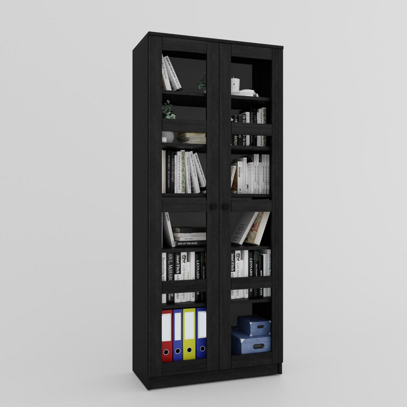 Armoire polyvalente moderne, noire, 31,5 po x 74,8 po x 14,6 po | 100% panneau de particules enduit de mélamine, épaisseur: 0,7 pouce | Tablettes réglables, solution de rangement murale et élégante pour la maison ou le bureau