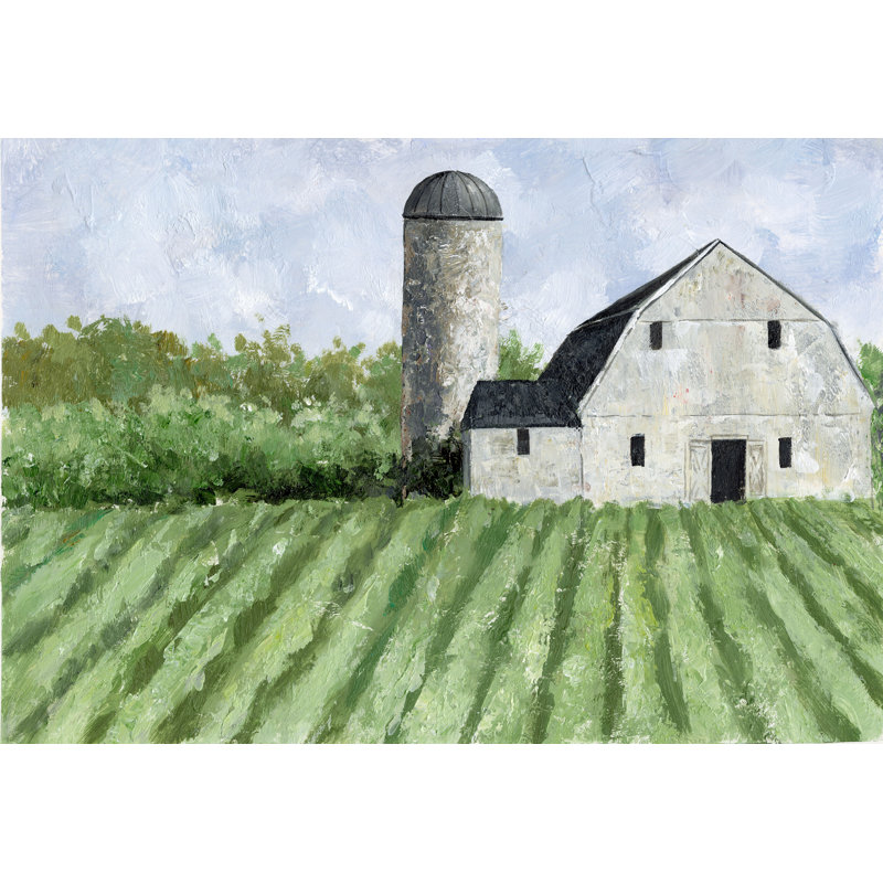 " Painted Barn Green Field ", 20" H x 30" W